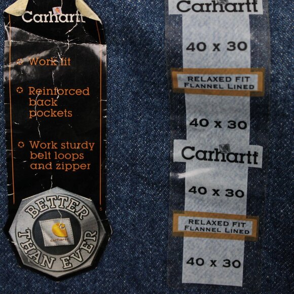 Carhartt Flannel Lined Jeans NWT Mens 40x30 Blue Relaxed Fit 5-Pocket Denim - Picture 8 of 16